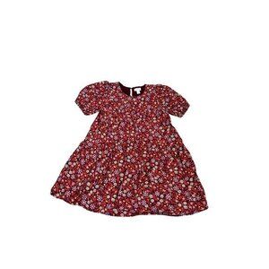 Cat & Jack Girls Burgundy Floral Short Sleeve Dress Size M